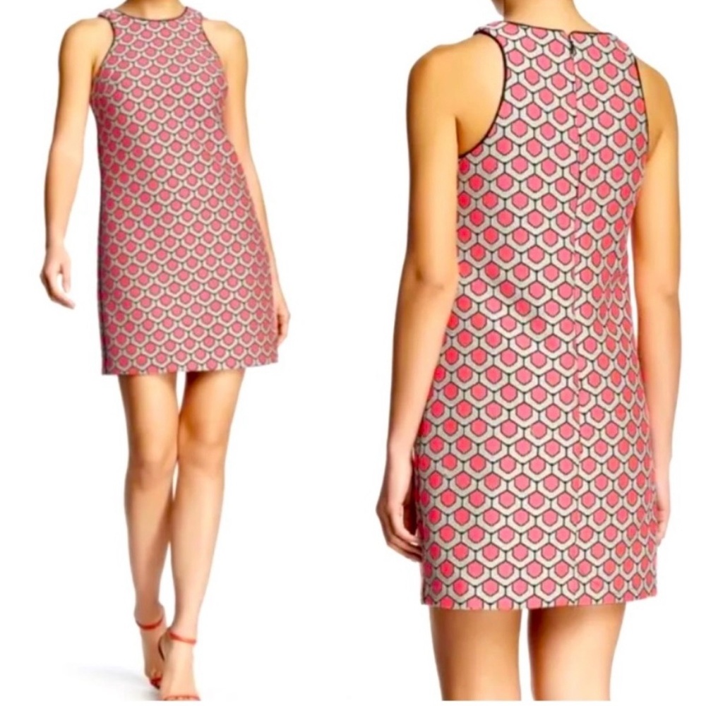 Trina Turk pink & grey geometric Patterned Sleeveless mini Dress size 8